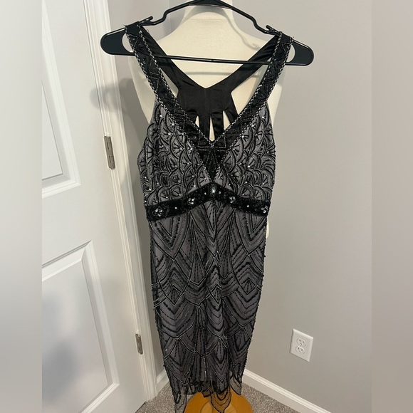 Sue Wong Nocturne Black/Gray Beaded Dress Az 6 - Picture 1 of 10